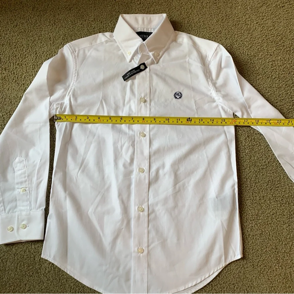 Lauren Ralph Lauren Boy's 10 White Cotton Oxford Solid Dress Shirt NWOT - Picture 4 of 10